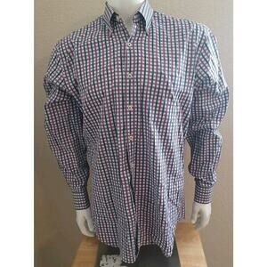 Peter Millar Purple/Black/Gray Checkered Long Sleeve Button Down Shirt- Size L